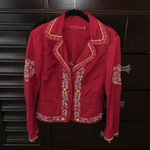 Johnny Was Red Embroidered Jacket
